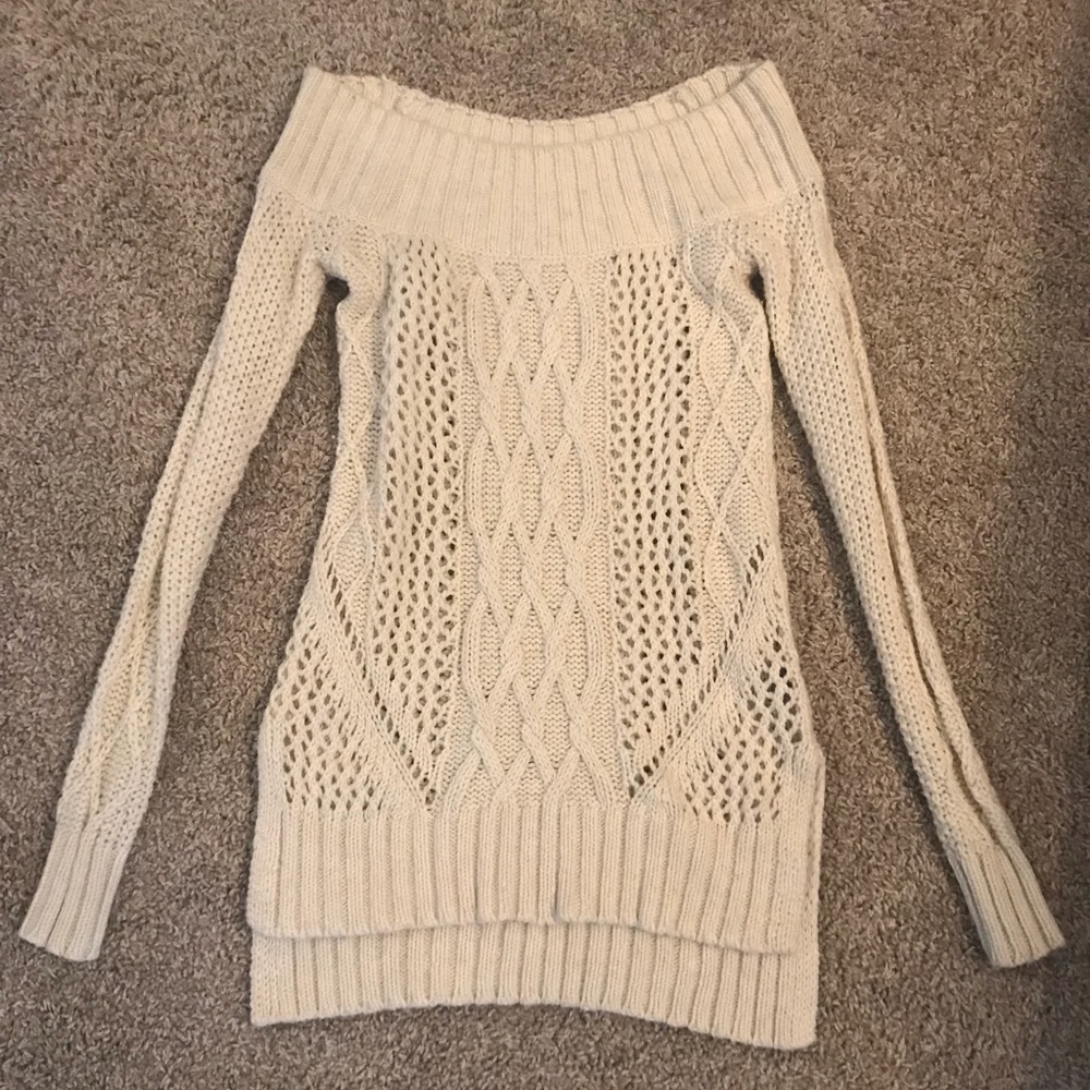 White off the shoulder sweater